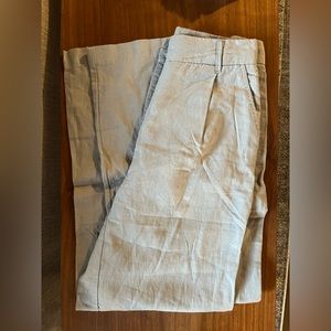 Oak + Fort Linen Blend Pleated Grey Pants